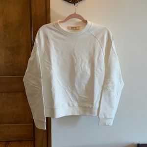 New Bscyly White 100% Cotton Crew Neck Sweatshirt